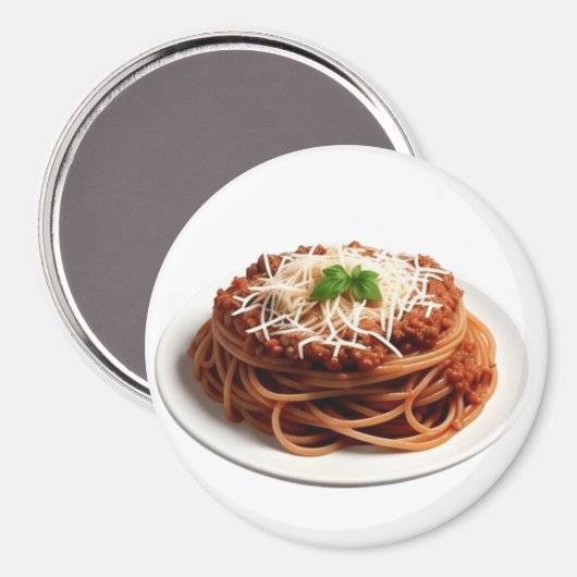 Spaghetti Bolognese met kaas en basilicumblaadjes Magneet (Voorkant / Achterkant)
