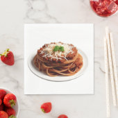 Spaghetti Bolognese met kaas en basilicumblaadjes Servet (Insitu)