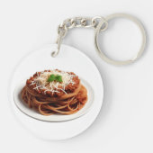 Spaghetti Bolognese met kaas en basilicumblaadjes Sleutelhanger (Achterkant)