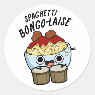 Spaghetti Bongolaise Funny Food Pun Ronde Sticker