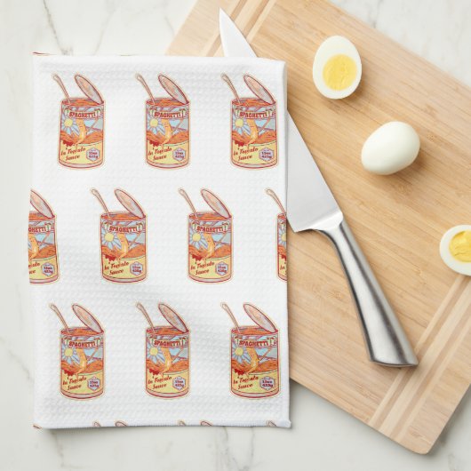 Spaghetti Can Retro poster Theedoek (Quarter Fold)