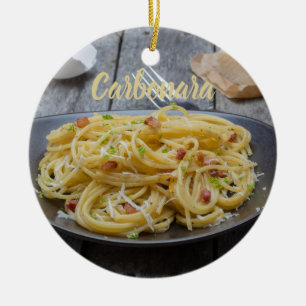 Spaghetti Carbonara Pasta met Bacon en Parmesan Keramisch Ornament