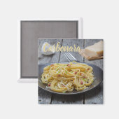 Spaghetti Carbonara Pasta met Bacon en Parmesan Magneet (Voorkant / Achterkant)