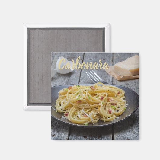 Spaghetti Carbonara Pasta met Bacon en Parmesan Magneet (Voorkant / Achterkant)