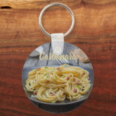 Spaghetti Carbonara Pasta met Bacon en Parmesan Sleutelhanger (Voorkant)