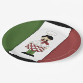 Spaghetti dîner italien chef assiettes papier (Angle)