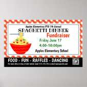 Spaghetti Dinner Fundraiser PTO PTA Kerk Banner Poster (Voorkant)