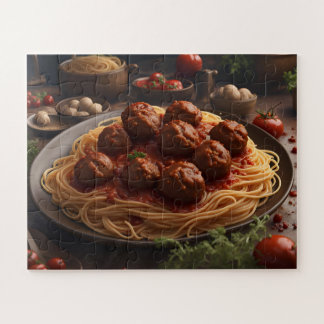 Spaghetti en balletjes gehakt legpuzzel