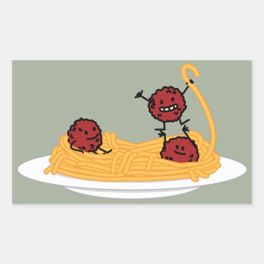 Spaghetti en gehaktballen pasta noedels Italiaans  Rechthoekige Sticker (Voorkant)