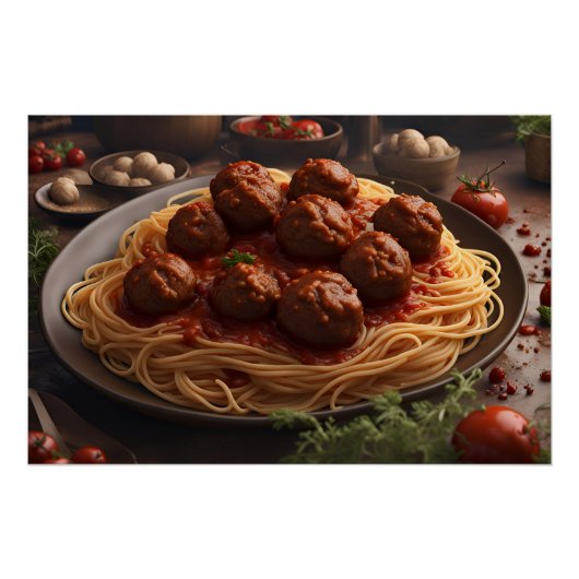 Spaghetti en gehaktballen perfect poster (Voorkant)