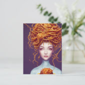 Spaghetti Hair Woman Briefkaart (Staand voorkant)