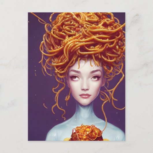 Spaghetti Hair Woman Briefkaart (Voorkant)