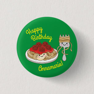 Spaghetti Kids Verjaardagsfeest Gehaktballen Ronde Button 3,2 Cm