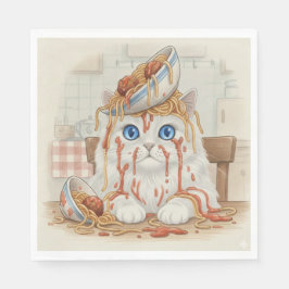 Spaghetti Kitty, White, Napkins Servet