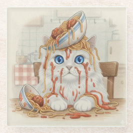 Spaghetti Kitty, Wit, Glas Onderzetter