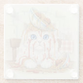 Spaghetti Kitty, Wit, Glas Onderzetter (Achterkant)