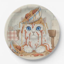 Spaghetti Kitty, Wit, Papieren Borden Bordje