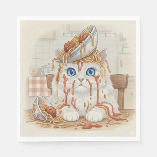 Spaghetti Kitty, Wit, Servetten (Voorkant)