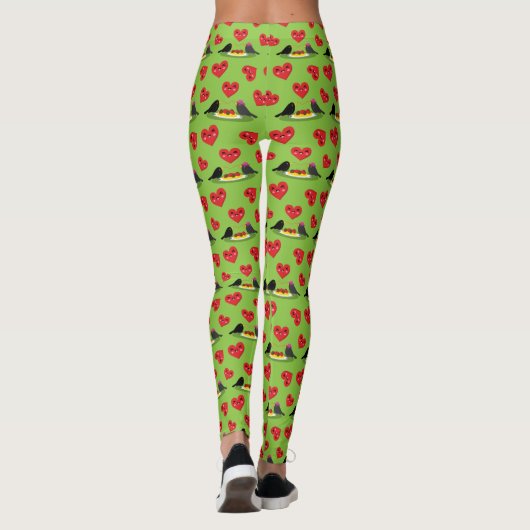 Spaghetti Meatballen Romantic Date Pattern Leggings (Achterkant)