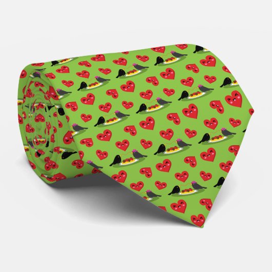 Spaghetti Meatballen Romantic Date Pattern Stropdas (Opgerold)