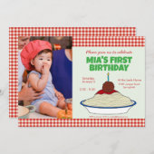 Spaghetti & Meatballs 1er Invitation anniversaire (Devant / Derrière)