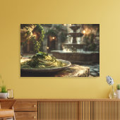 Spaghetti met Broccoli Rabe Canvas Afdruk (Insitu (Woonkamer))