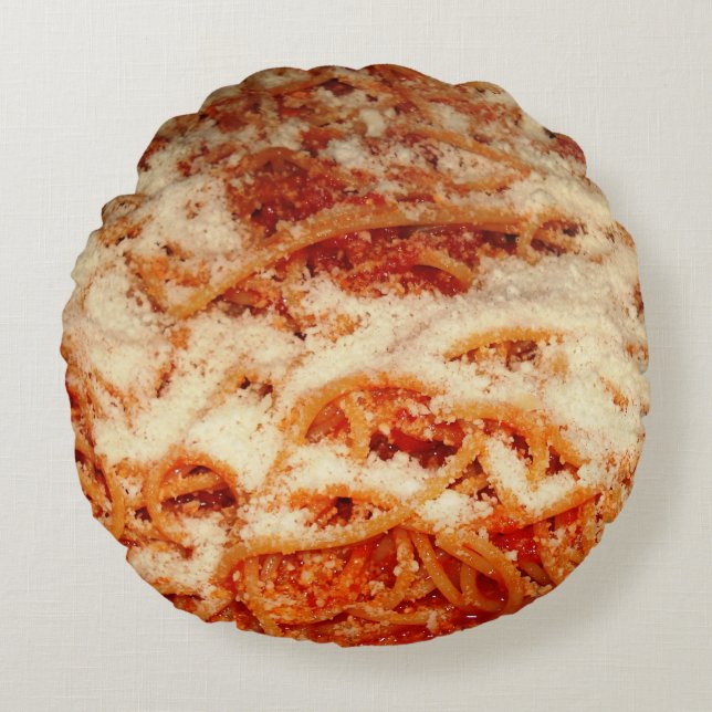 Spaghetti met het Sierkussen van de Parmezaanse ka Rond Kussen (Voorkant)