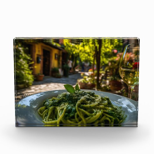 Spaghetti met romige spinazie saus fotoblokken (Voorkant)