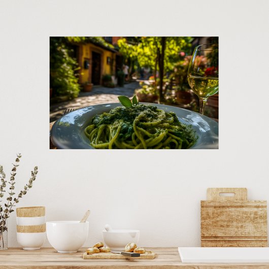 Spaghetti met romige spinazie saus poster (Keuken)