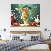 Spaghetti mit Gemüse und Kräutern Wirbel Canvas Afdruk (Insitu (Slaapkamer))