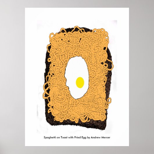 Spaghetti op Toast met Fried Egg. Poster (Voorkant)