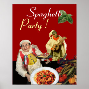 SPAGHETTI-PARTIJ, Italiaanse keuken, Chef, Pulcine Poster