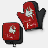 SPAGHETTI-PARTIJ, ITALIAANSE KITCHEN-binnenuitnodi Ovenwant & Pannenlap Set (Voorkant / Achterkant)