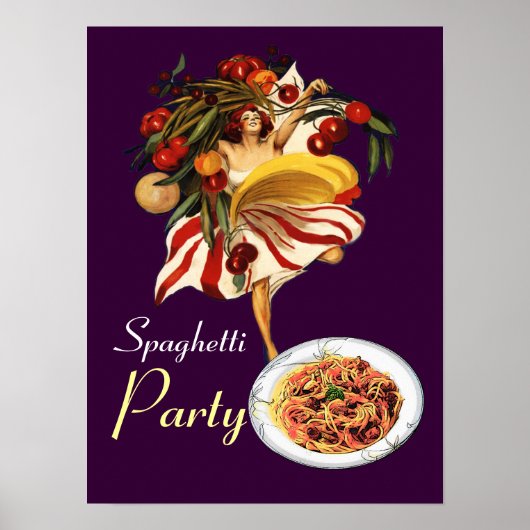 SPAGHETTI PARTY DANS,ITALIAANSE KEUKEN EN TOMATEN POSTER (Voorkant)