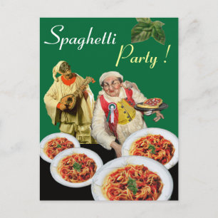 SPAGHETTI PARTY, Italiaans keukenchef recept, Groe Briefkaart