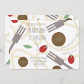 Spaghetti Pasta Bord Birthday Party Invitation Aankondiging (Voorkant / Achterkant)