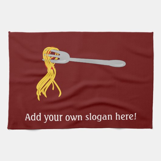 Spaghetti Pasta op Fork Design Theedoek (Horizontaal)
