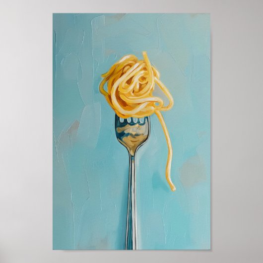 Spaghetti Pasta op Fork Wall Art voor Keuken Poster (Voorkant)