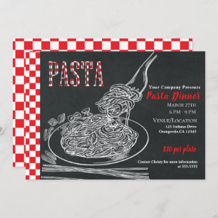 Spaghetti Pasta Rustic Chalk Event Dinner Party Kaart