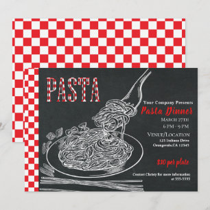 Spaghetti Pasta Rustieke Krijt Event Dinnerfeest Kaart