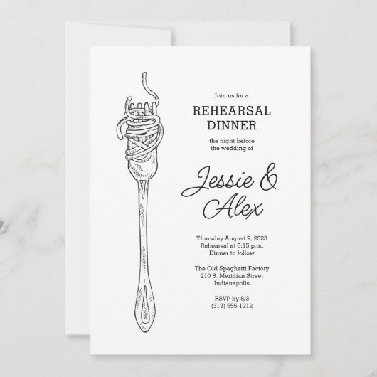 Spaghetti Proefdinereinladung Kaart (Voorkant)