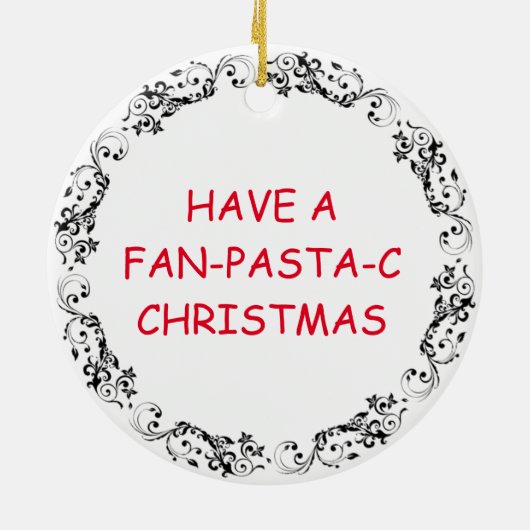 Spaghetti Pun Kerst Keramisch Ornament (Achterkant)