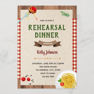 Spaghetti repetitie diner thema uitnodiging