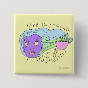 Spaghetti Square Pin Badge #overhear Vierkante Button 5,1 Cm
