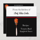 Spaghetti sur Fork Tomato Sauce Recette Carte (Devant / Derrière)