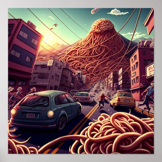 Spaghetti Volcano Poster (Voorkant)