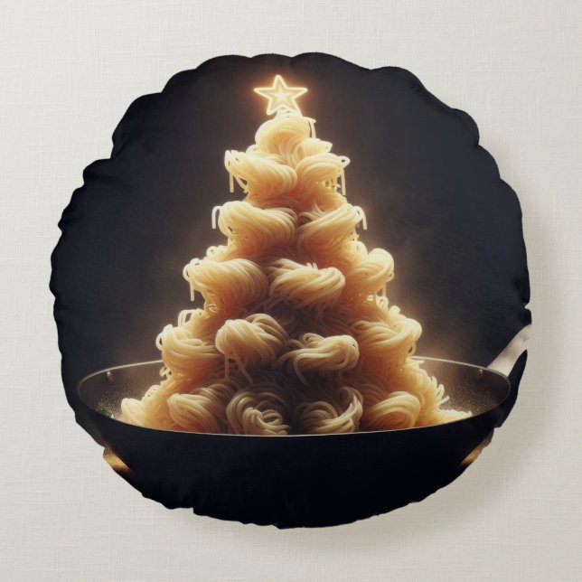 Spaghetti Wonderland Rond Kussen (Voorkant)