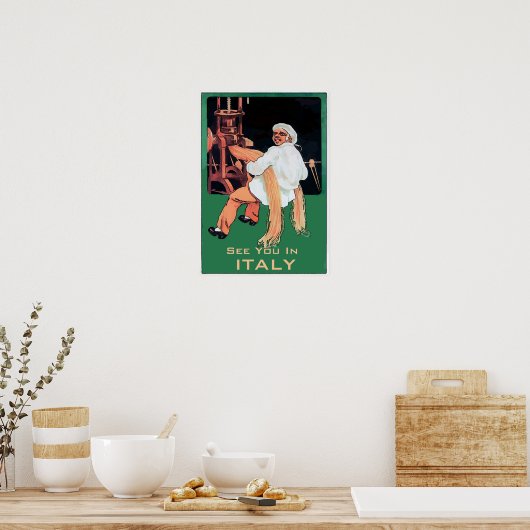 Spaghettini Pasta-Man en -machine, bewerken tekst Poster (Keuken)
