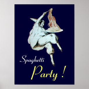 SPAGHETTIPARTIJ, ITALIAANSE KEUKEN ,paars Poster