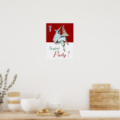 SPAGHETTIPARTY, ITALIAANSE KEUKEN ,rood groen wit Poster (Keuken)